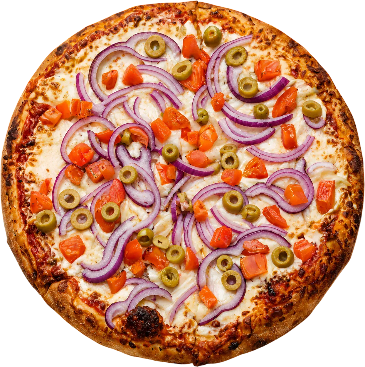 Pizza aux oignons rouges et olives du Restaurant Beauharnois